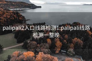 palipali2入口线路检测1:palipali线路检测一整晚