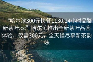 “哈尔滨300元快餐1130.24小时品鉴新茶叶.cc”哈尔滨推出全新茶叶品鉴体验，仅需300元，全天候尽享新茶韵味