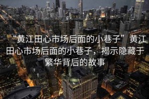 “黄江田心市场后面的小巷子”黄江田心市场后面的小巷子，揭示隐藏于繁华背后的故事