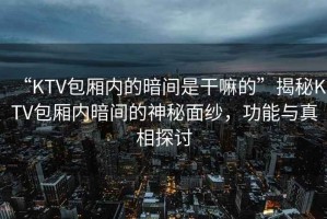 “KTV包厢内的暗间是干嘛的”揭秘KTV包厢内暗间的神秘面纱，功能与真相探讨