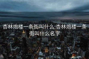 杏林炮楼一条街叫什么:杏林炮楼一条街叫什么名字