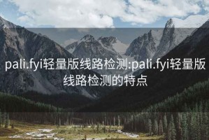 pali.fyi轻量版线路检测:pali.fyi轻量版线路检测的特点