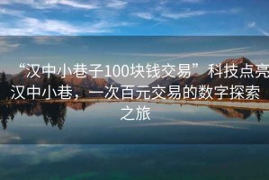 “汉中小巷子100块钱交易”科技点亮汉中小巷，一次百元交易的数字探索之旅