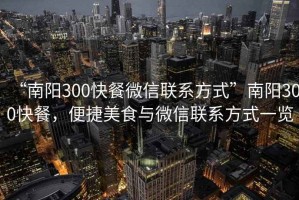 “南阳300快餐微信联系方式”南阳300快餐，便捷美食与微信联系方式一览