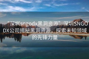 “深圳sngodx黑洞资源”深圳SNGODX公司揭秘黑洞资源，探索未知领域的先锋力量