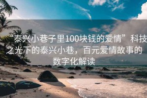 “泰兴小巷子里100块钱的爱情”科技之光下的泰兴小巷，百元爱情故事的数字化解读