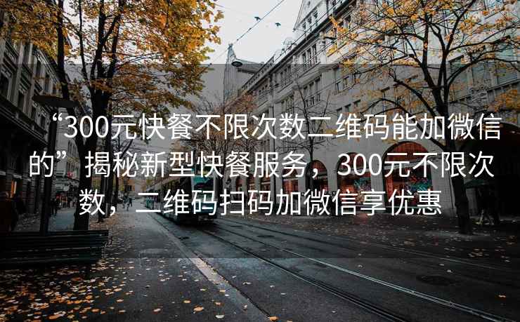 “300元快餐不限次数二维码能加微信的”揭秘新型快餐服务，300元不限次数，二维码扫码加微信享优惠