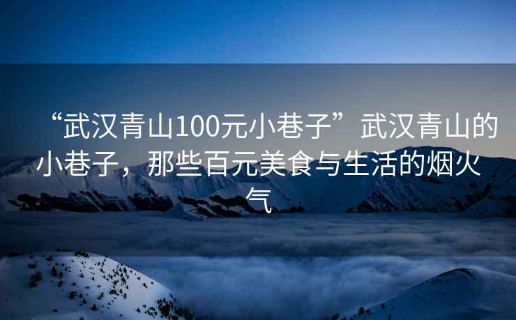 “武汉青山100元小巷子”武汉青山的小巷子，那些百元美食与生活的烟火气