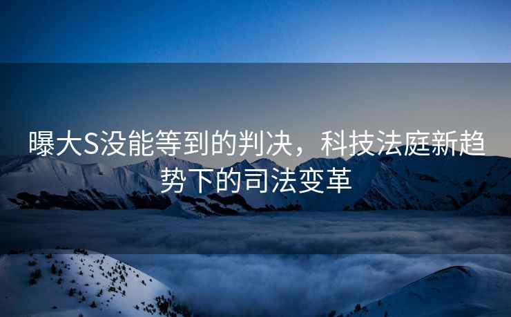 曝大S没能等到的判决，科技法庭新趋势下的司法变革