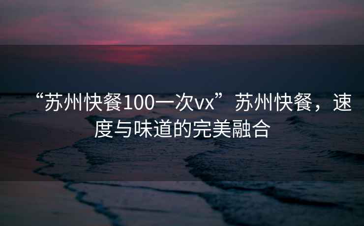 “苏州快餐100一次vx”苏州快餐，速度与味道的完美融合