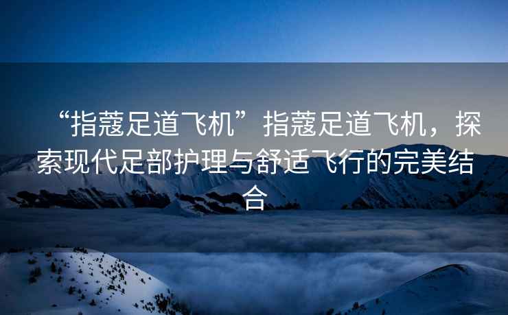 “指蔻足道飞机”指蔻足道飞机，探索现代足部护理与舒适飞行的完美结合