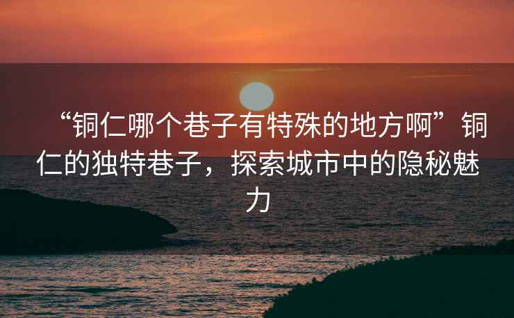 “铜仁哪个巷子有特殊的地方啊”铜仁的独特巷子，探索城市中的隐秘魅力